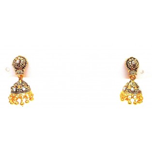 Golden Oxidized Women Earring Jhumka Jhumki Drop Jewelry PushBack Classy Gift 11